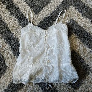 Crop lace offwhite tank
